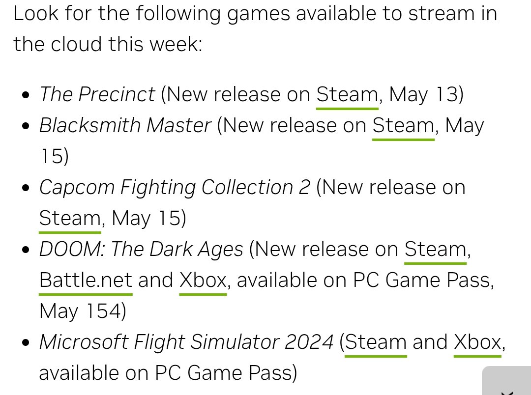 GamerMonkey_'s tweet image. Breaking news:
Flight simulator 2024 finally on #GeforceNow!
 
New games on #GEFORCENOW now this week

DOOM: The Dark Ages 

Microsoft Flight Simulator 2024
 
The Precinct

Blacksmith Master

Capcom Fighting Collection 

#GeforceNow ##gfnthursday #cloudgaming