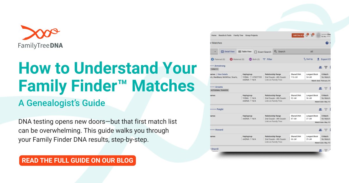 🧬 Confused by your Family Finder™ DNA matches?

This beginner’s guide helps you read your match list, sort results, and use FamilyTreeDNA tools to uncover real connections.

🔗 tinyurl.com/3we6w9ha