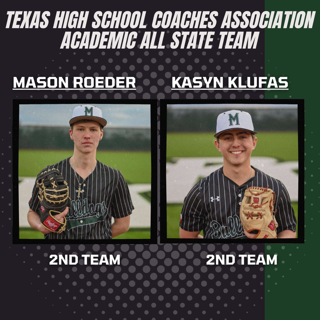 Congrats to our two seniors who made the THSCA Academic All State Team for baseball. This is accomplishment is one of the most prestigious achievements that recognizes academic excellence over four years. #WIT