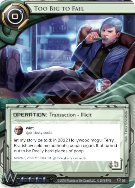 drilrunner's tweet photo. (thanks to @schneidysrevolt) [Too Big to Fail] [Netrunner] https://t.co/I7prqEDqBX