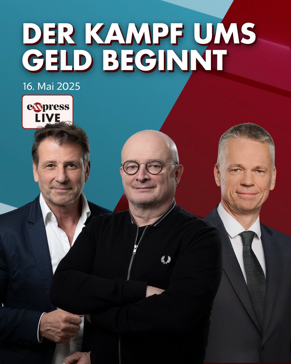 exxpressat's tweet photo. Der Kampf ums Geld spitzt sich zu: Babyboomer, Gen Z und Migranten ringen um Ressourcen – wer zahlt am Ende drauf? Böhmermann unter Druck – hat er einen Regierungskritiker ausgespäht? Morgen ab 7:30 Uhr diskutieren in #exxpresslive Bernhard Heinzlmaier und Harald Himmer mit Moderator Volker Piesczek genau diese Themen und mehr: https://t.co/z8RqGL85nf