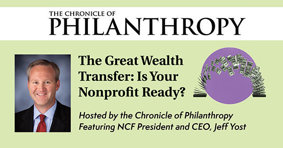 This week, NCF President and CEO Jeff Yost joined a panel of nonprofit leaders for a conversation about the transfer of wealth. Thanks to the Chronicle of Philanthropy for inviting NCF to share Nebraska’s abundance mindset on a national stage! Watch: bit.ly/3GQHqsr