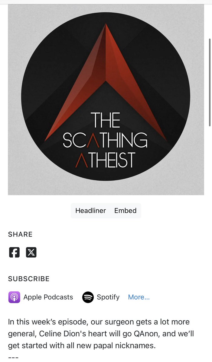PiatPod's tweet photo. #ScathingAtheist 637: “Saul Good” Edition 

🔊: https://t.co/5Jcn2LWs0u

In this week’s episode, our surgeon gets a lot more general, Celine Dion's heart will go QAnon, and we’ll get started with all new papal nicknames. https://t.co/9OhIoeeTeI