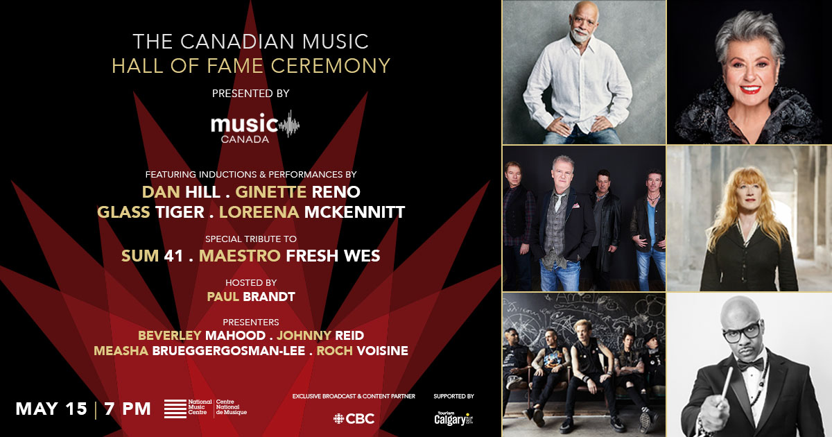 Music Canada is proud to present the Canadian Music Hall of Fame ceremony, honouring the hard work and talent of Cdn legends: Dan Hill, Ginette Reno, Glass Tiger, Loreena McKennitt, Sum 41 &amp; Maestro Fresh Wes. Congrats to the artists &amp; their teams on this remarkable achievement.