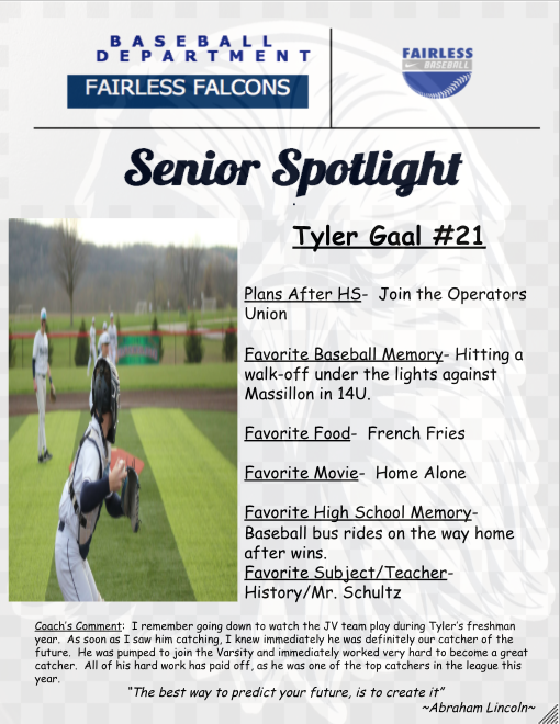Senior Spotlight #4-Tyler Gaal