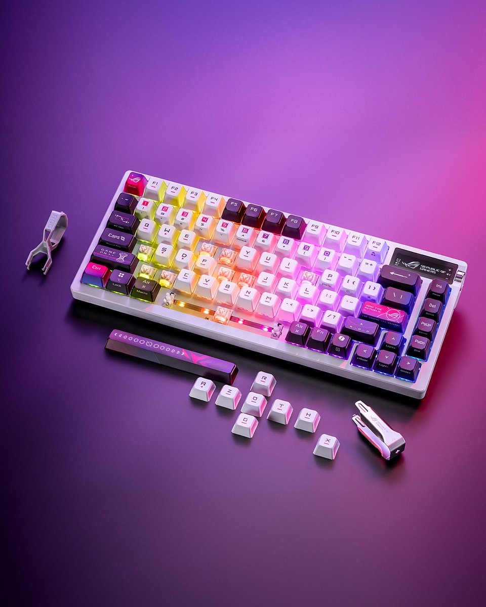 👀 She glows, hot-swappable, and has layersss. Build different. 

🖤 Brand-new ROG Azoth X: ​
✨Stellar translucent caps ​
⚙️Hot-swappable ROG NX V2 switches ​
🔥FR4 positioning plate ​
🖼️OLED display ​

​😏You bring the skills—we help you flex. ​

Ready to upgrade?