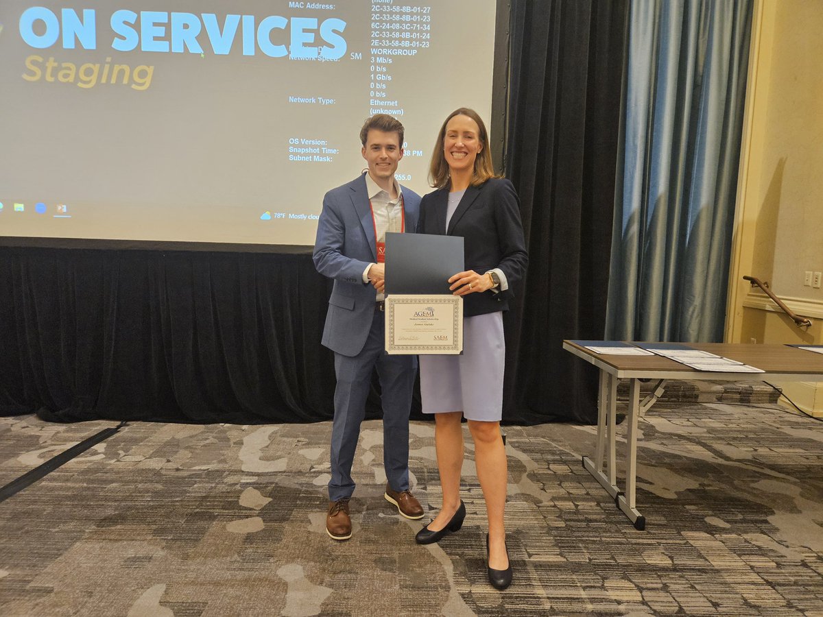 AGEM_SAEM's tweet image. ✨AGEM Business Meeting Highlight✨

Medical Student Scholarship Winners:

Erin Hunt - The Ohio State University
@OhioStateEMRes 

James Galske - University of Connecticut
@UConnEmergMed 

@SAEMonline 
#emergencymedicine #saem #agem #geriatricmedicine #emergencydepartment #saem25