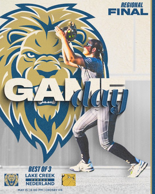 2025 UIL Texas Softball Championships 
REGIONAL FINAL🏆
🆚 Nederland
📅 Thursday, May 15th
🕐 6 pm.
🎥Livestreams: bit.ly/44kt8Kg

<a href="/LakeCreek_SB/">Lake Creek Softball</a> <a href="/LakeCreekHS/">Lake Creek High School</a> <a href="/lakecreek_stuco/">LakeCreekStuCo</a> <a href="/coachlaplante/">Brad LaPlante 🐻 🦁</a> <a href="/LCsoftballHC/">LCSoftballHomeRunClub</a> <a href="/CoachDLarsen/">coach larsen ✟</a> <a href="/LakeCreek3/">Lake Creek Sports Medicine</a> <a href="/SaraWiggins_/">Sara Wiggins</a> <a href="/mruffin15/">Mark Ruffin, Ed. D.</a>