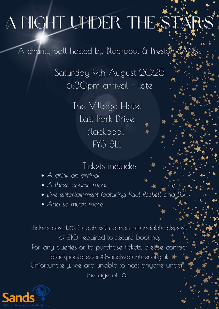 Blackpool & Preston Sands (@bp_sands) on Twitter photo 🌟Tickets still available, ensure you get yours. 🌟
Email blackpoolpreston@sandsvolunteer.org.uk for more information. 🌟Tickets still available, ensure you get yours. 🌟
Email blackpoolpreston@sandsvolunteer.org.uk for more information.