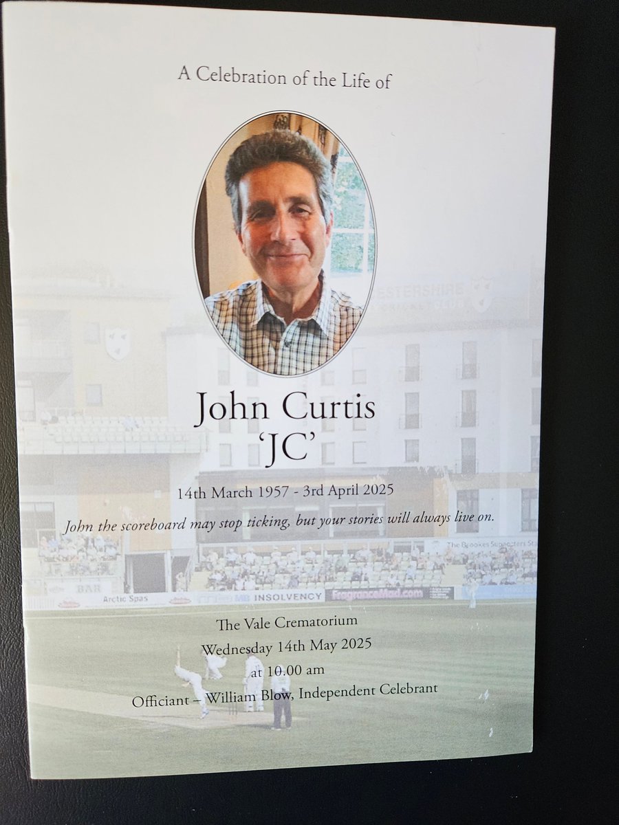 An honour to officiate at JC's funeral. <a href="/WorcsCCC/">🏆 Worcestershire CCC</a>
out in force; moving tributes from <a href="/frankwatson58/">Frank Watson</a>, <a href="/jjtromans/">Joe Tromans</a> &amp; <a href="/patmurphybbc/">Pat Murphy</a> . Great to work with
<a href="/JacksonFunerals/">Jackson Family Funeral Directors</a>.  The word legend is overused these days, but in John's case it was true.
<a href="/HW_Chamber/">Herefordshire & Worcestershire Chamber of Commerce</a> #WorcestershireHour