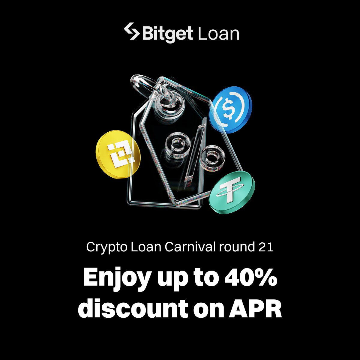 Crypto Loan Carnival round 21: 

Borrow USDT, USDC, and BNB to enjoy an APR discount of up to 40% 🔥 

⏰Limited Quota, don't miss it!

👇How to join:
bitget.com/earning/loan?u…
👇More details:
bitget.com/academy/introd…
👇Bitget Earn community:
t.me/BitgetEarnComm…