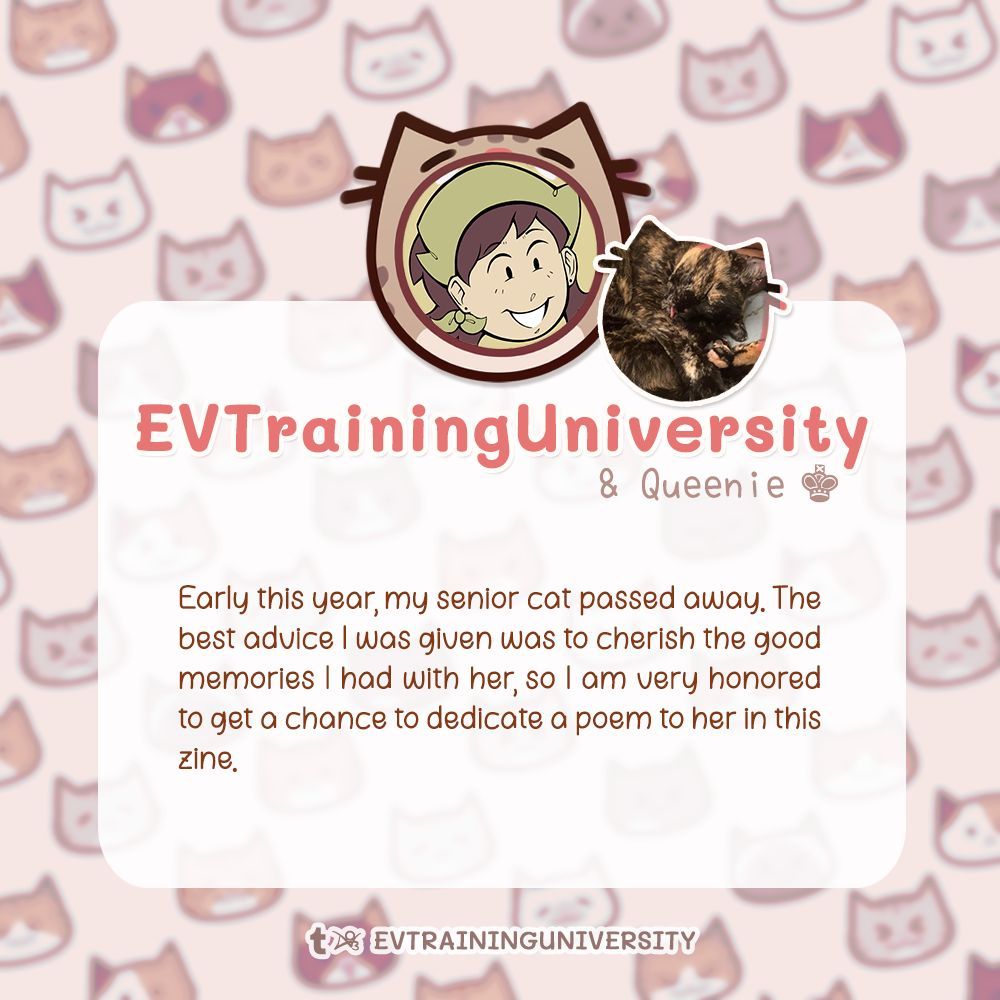 ✍️ WRITER SPOTLIGHT ✍️

Please snap your claws for our next writer, <a href="/EVTUZines/">Ev</a>. Their beautiful, well-crafted poetry will melt your heart and take your breath away! ❤️