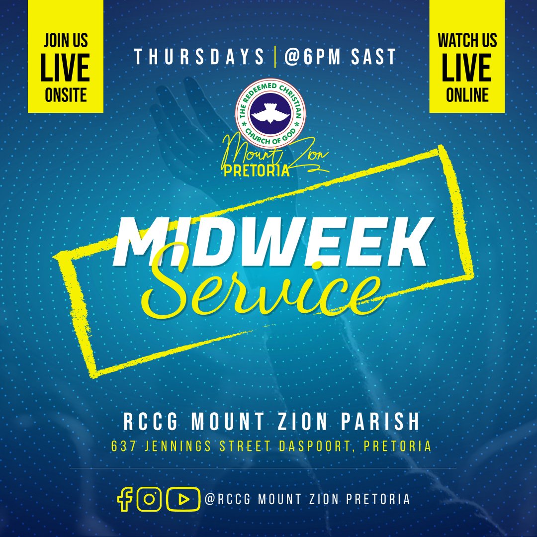 rccgmtzionpta's tweet photo. Join our midweek service as we study To Obey is Better Than Sacrifice (Part  11).

Connect on:
Facebook: https://t.co/tU4rYAI0nj

YouTube: https://t.co/54kcRzUaVF

#diggingdeep #rccg #weeklyservice #rccgmountzionpta #rccgpr #rccgpretoria https://t.co/EFR2sSBjiO