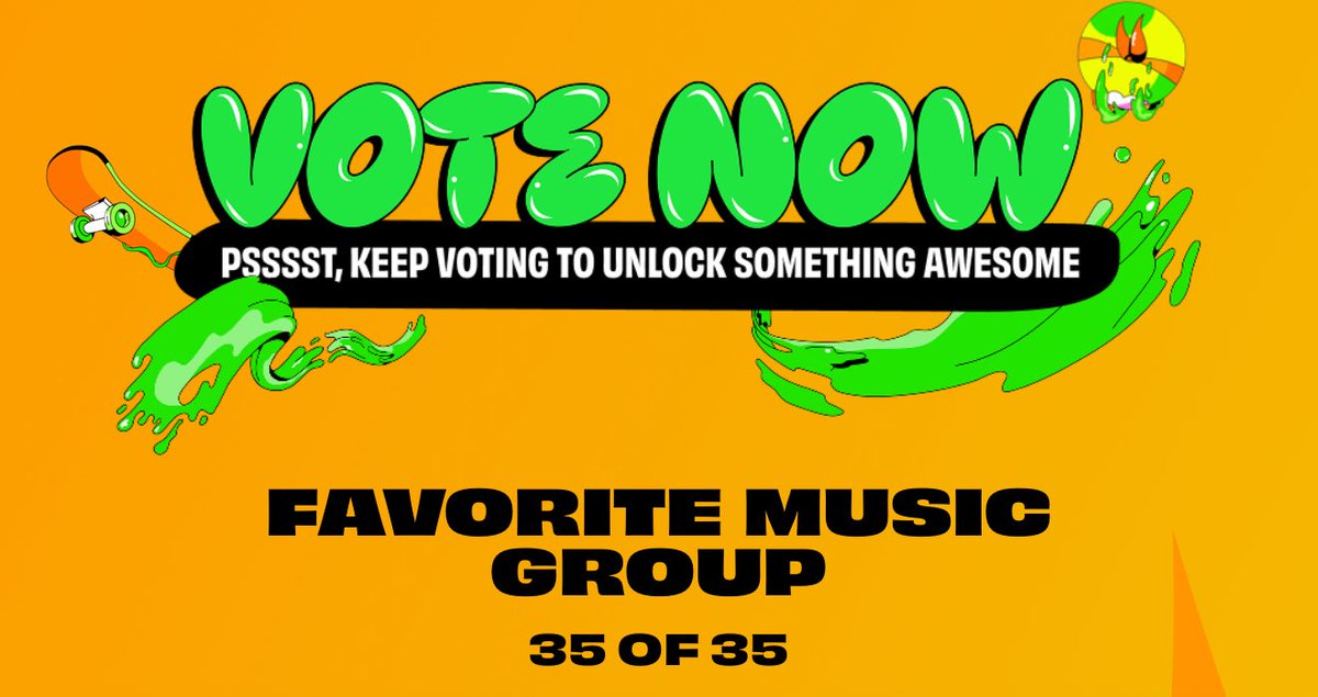 TFVUnion's tweet photo. TWICE is nominated at the Nickelodeon Kids’ Choice Awards 2025 under Favorite Music Group category 🏆

Vote here: https://t.co/BCe1b7FdZQ

#TWICE @JYPETWICE https://t.co/UOVfXLj8iv