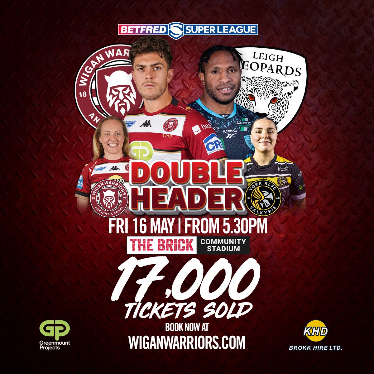 WiganWarriorsRL's tweet photo. 🏟️ 𝟏𝟕𝐤 𝐒𝐨𝐥𝐝

The excitement is building ahead of tomorrow night's @SuperLeague double-header at The Brick Community Stadium! 💥

🎟️ Don't miss out by securing your tickets👉 https://t.co/MZLvisYokd 

#WWRL #SLWIGLEI https://t.co/kllmFMNf1c