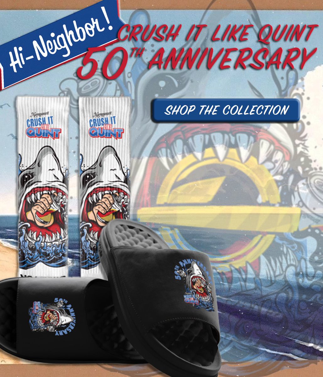 Gansettbeer's tweet photo. SLIDE into summer with these limited edition Jaws 50th Anniversary socks and slides! The perfect foot apparel to wear while you're crushing it like Quint.
Get yours today at the link below.
https://t.co/nkKn93yaGK
#jaws #islide #shark #beer #jaws50th #narragansett https://t.co/MzAdCjlzDL