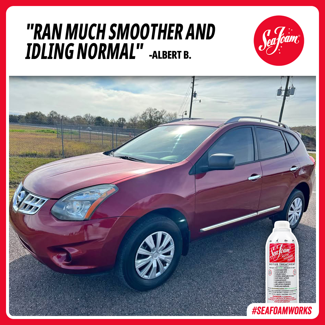 Albert B in NM's #SeaFoamWorks story: "My 2014 #Nissan Rogue with 150K miles was running rough. Thought I had bad gas or water in the gas. Bought a couple cans of Sea Foam and added a full can on the next 2 fill-ups – that worked! It ran much smoother and was idling normal."