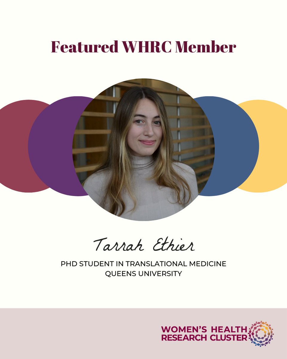 Women's Health Research Cluster (@researchonwh) on Twitter photo Spotlight on #WHRC member Tarrah Ethier! The Queen’s U PhD student just won ~$5k to probe how immune pathways + sex hormones drive the “sex paradox” in pulmonary arterial hypertension. Follow her journey <a href="/TarrahEthier/">Tarrah Ethier (she/her)</a>. #WomenInScience #CardioResearch Spotlight on #WHRC member Tarrah Ethier! The Queen’s U PhD student just won ~$5k to probe how immune pathways + sex hormones drive the “sex paradox” in pulmonary arterial hypertension. Follow her journey <a href="/TarrahEthier/">Tarrah Ethier (she/her)</a>. #WomenInScience #CardioResearch