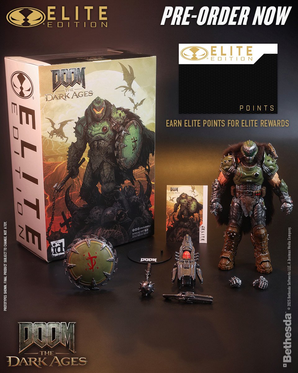 mcfarlanetoys's tweet photo. Introducing the MCFARLANE ELITE EDITION #1 action figure, DOOM SLAYER based on the DOOM: The Dark Ages video game. Available for pre-order NOW at select retailers! 
➡️ https://t.co/KorOlfDxOS

DOOM: The Dark Ages video game is available NOW!

#McFarlaneToys #DOOM @DOOM https://t.co/twkSXDGPDC