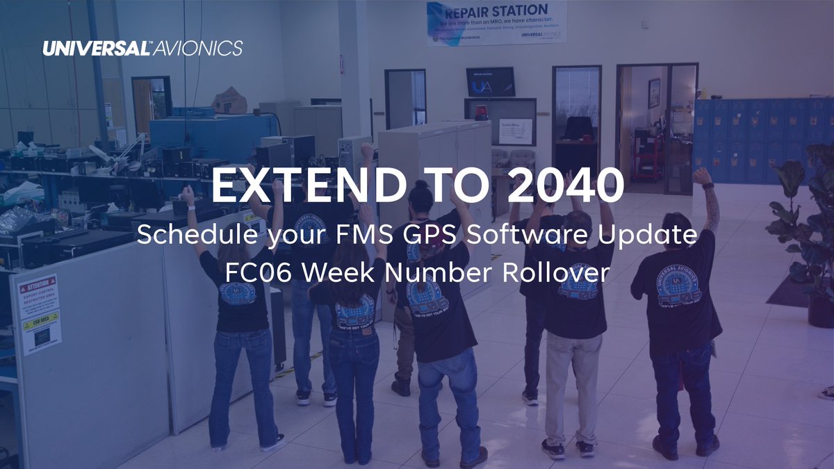 UnivAvionics's tweet image. The deadline for the GPS Week Rollover is rapidly approaching on May 31st. 📆
Extend your SBAS #FMS to 2040 and avoid delays or service interruptions. Schedule your software update with our repair station or Authorized Service Facilities.
➔ ow.ly/90uU50Viqa9