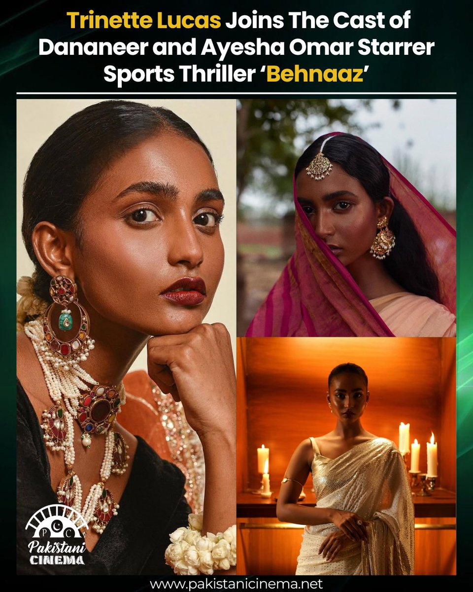 PakistaniCinema's tweet photo. Supermodel #TrinetteLucas is set to make her acting debut with filmmaker @abualeeha ’s upcoming sports thriller film ‘#Behnaaz’. She will be seen playing a Balochi footballer. The film also marks cinema debut for #DananeerMobeen. https://t.co/vl24oDncpF