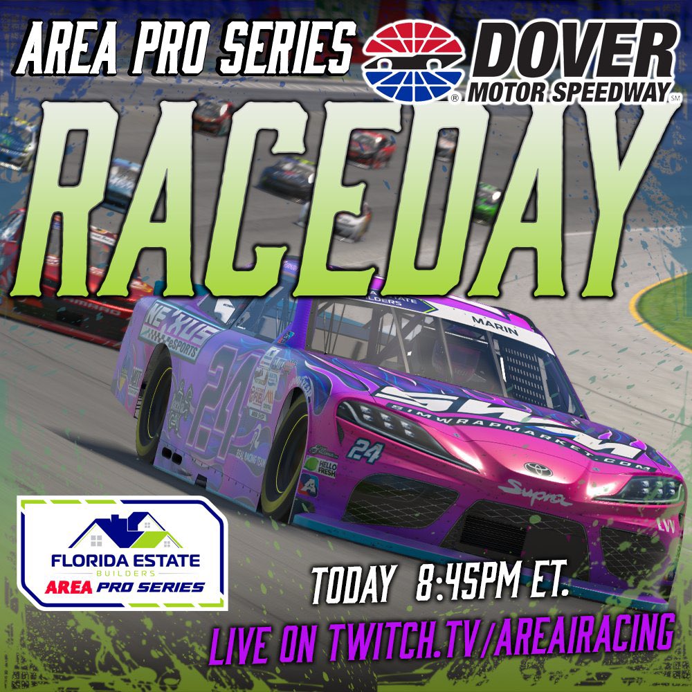 🟢 IT’S FLORIDA ESTATE BUILDERS AREA PRO SERIES RACE DAY!

We head to Dover for a date with Miles the Monster tonight! 👹 Who will pick up the win and add their name to the #AREAPlayoffs? 👀 

⏰ 8:45pm ET
📺 youtube.com/live/NRHF0V5y7…
📺 Twitch.tv/AREAiRacing