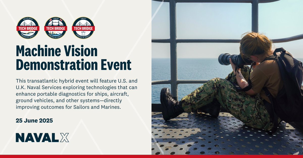 🚨 The Mid-Atlantic, Liberty &amp; London Tech Bridges are looking for deployable machine vision tech to support Sailors + Marines.

If your tech can enhance portable diagnostics for ships, aircraft, ground vehicles or other systems, let them know ASAP → hubs.la/Q03mMxyb0