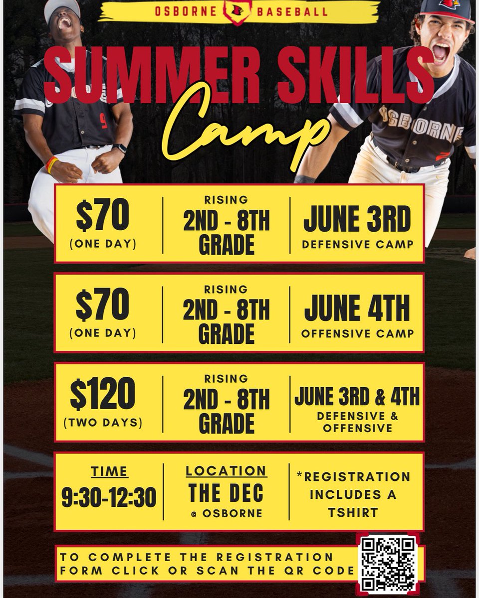 Osborne Baseball (@osbornebaseball) on Twitter photo Still taking sign-ups for our upcoming Skills Camps (June 3 and June 4). Let us help build your players (boys and girls) fundamentals as they learn more about the game!! <a href="/osbcardinals/">Osborne Athletics</a> <a href="/rlosbornehs/">Osborne High School</a> <a href="/OsbornePrincip1/">Osborne_Principal</a> Still taking sign-ups for our upcoming Skills Camps (June 3 and June 4). Let us help build your players (boys and girls) fundamentals as they learn more about the game!! <a href="/osbcardinals/">Osborne Athletics</a> <a href="/rlosbornehs/">Osborne High School</a> <a href="/OsbornePrincip1/">Osborne_Principal</a>