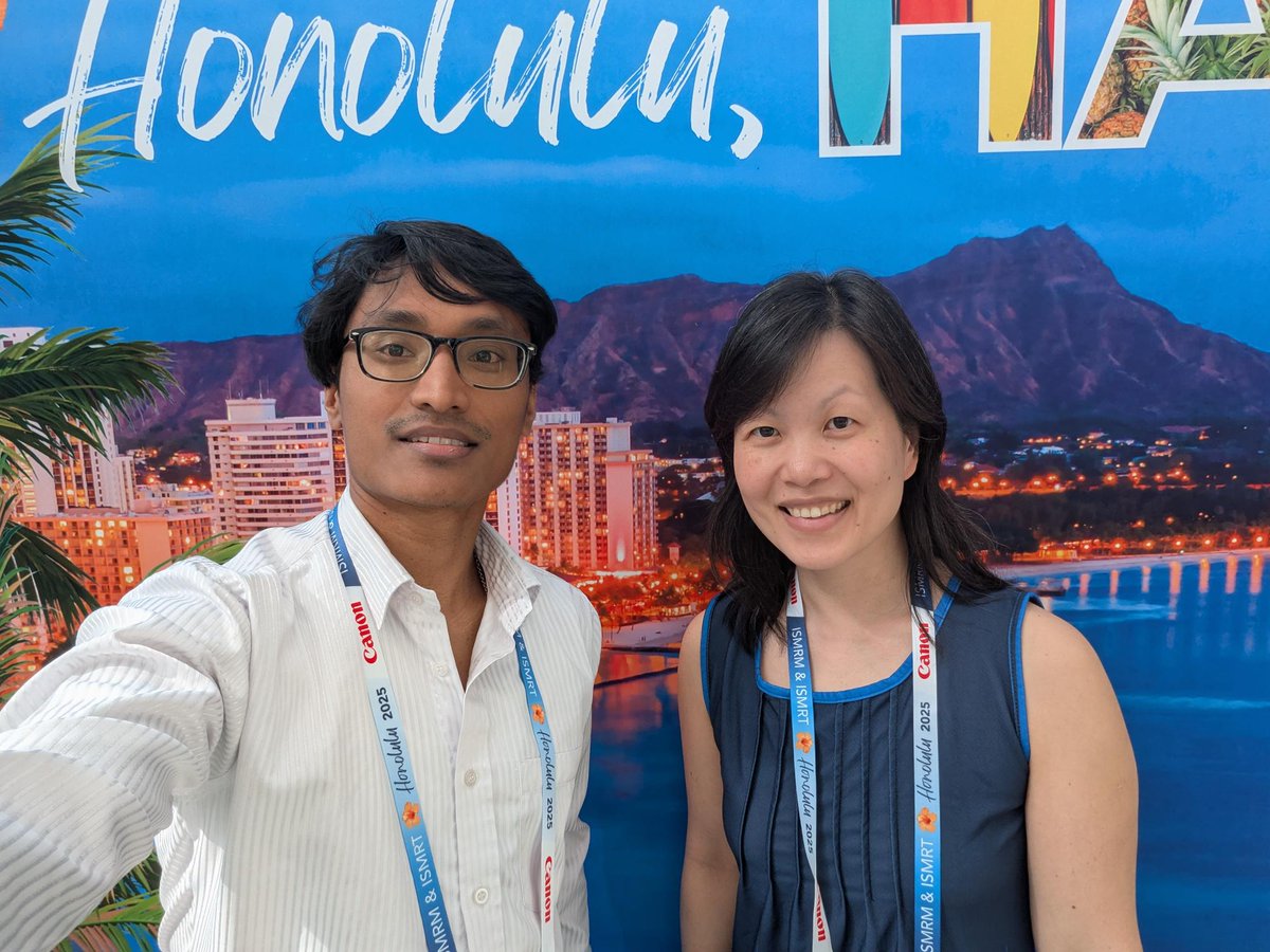 🧠 Congrats to Surendra Maharjan, who spoke at <a href="/ISMRM/">ISMRM</a> 2025 on his recent study, "Deep Medullary Vein Density is associated with Paraventricular White Matter Hyperintensities and Brain Atrophy: An Automated Analysis of SWI." Maharjan is pictured here with <a href="/GloriaChiangMD/">Gloria Chiang, MD</a>.