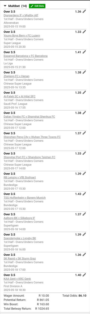 Only 4 corners
86odds
 BW13D645C
Vamos!!! betway.co.za/bookabet/BW13D…