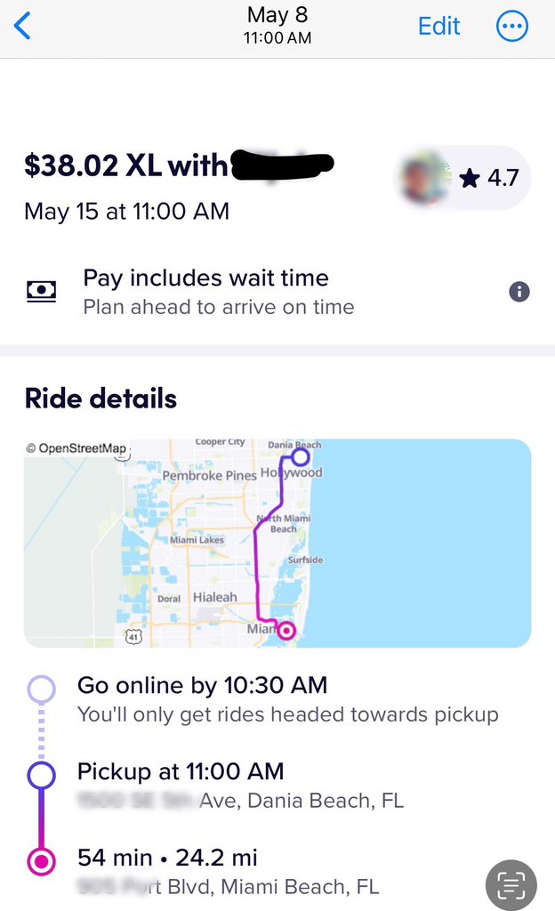 6thboroughtim's tweet photo. Hey @lyfteng @lyft @davidrisher @johnzimmer @logangreen this is Lyft, pruning only decent SR I had since 5/8 at 12:02am 5/15. As we both know Rider didn’t modify or cancel this SR. #LyftHasLostTheirWayAndMind 🤨🤷🏼‍♂️🤦🏼‍♂️ https://t.co/YuZvH8PHbU
