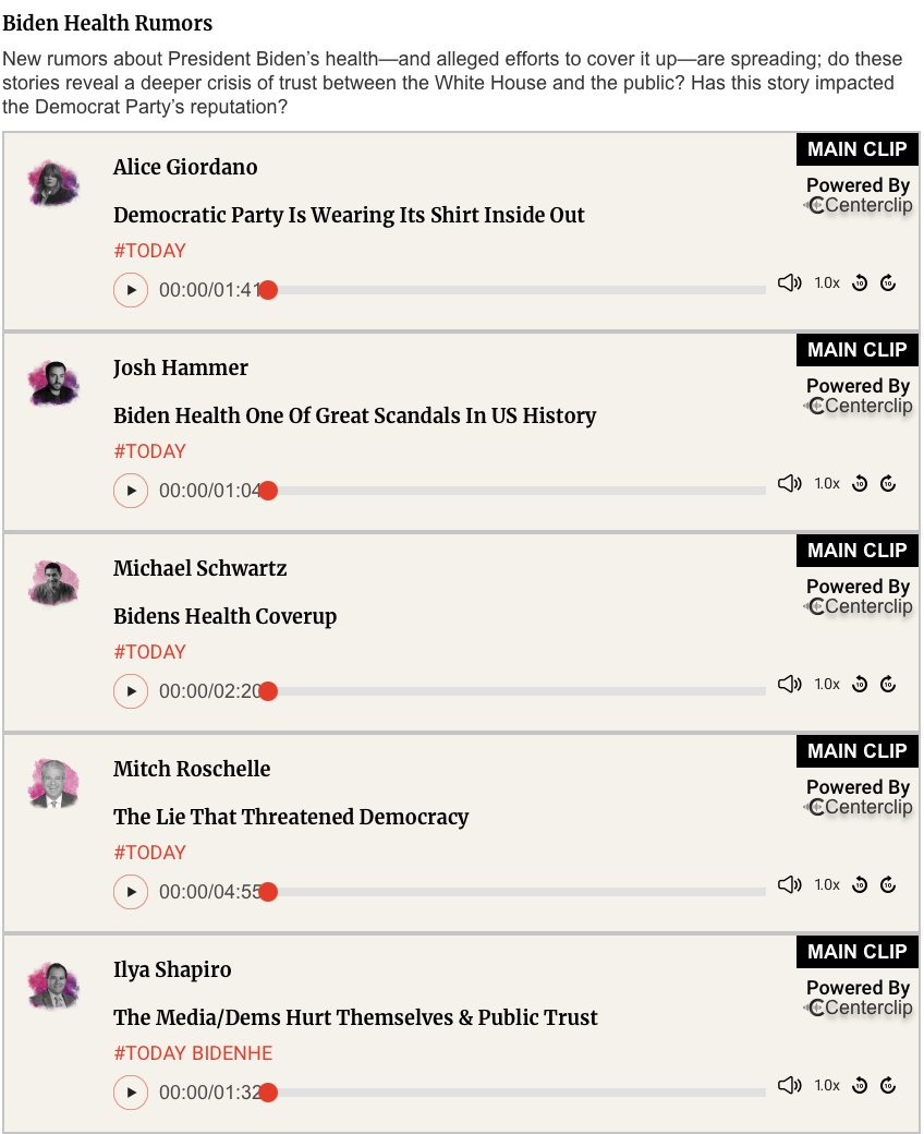 CenterClip (@centerclipaudio) on Twitter photo New #Biden health and #coverup rumors swirl.
Podcasts take hours, but #CenterClip aggregates niche names for one audio conversation each day.
Now with <a href="/Mitch_Roschelle/">Mitch Roschelle</a> <a href="/josh_hammer/">Josh Hammer</a> Mike Schwartz, Alice Giordano and more via our #Newsweek page
centerclip.com/opinions New #Biden health and #coverup rumors swirl.
Podcasts take hours, but #CenterClip aggregates niche names for one audio conversation each day.
Now with <a href="/Mitch_Roschelle/">Mitch Roschelle</a> <a href="/josh_hammer/">Josh Hammer</a> Mike Schwartz, Alice Giordano and more via our #Newsweek page
centerclip.com/opinions