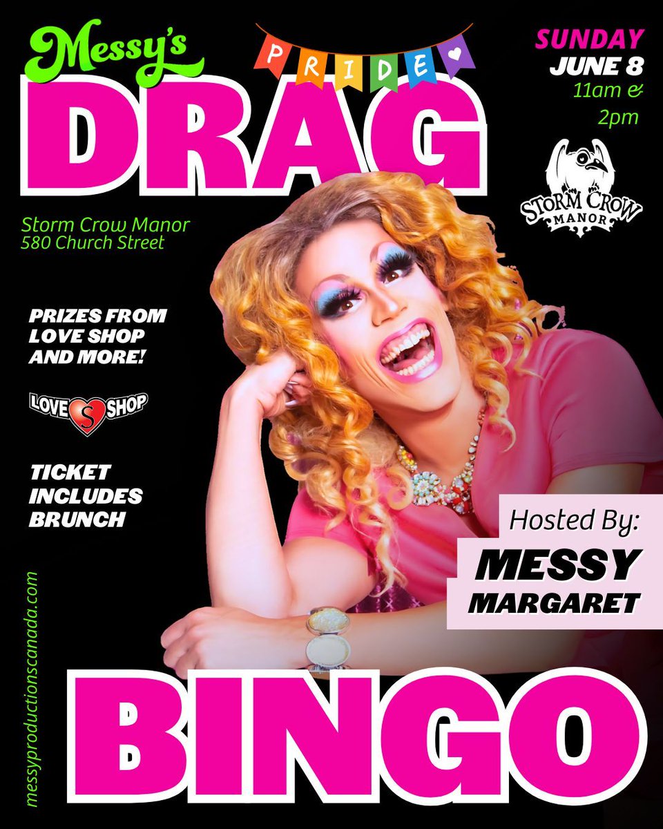 It’s that time, Toronto… 🌈 PRIDE MONTH is upon us! 
We’re kicking it off with a bang at our Drag Bingo Brunch: Pride Edition — TWO epic drag shows, bingo madness, outrageous prizes, and a brunch. Hosted by the one and only Messy Margaret! 💅 

#pridemonth #pridetoronto