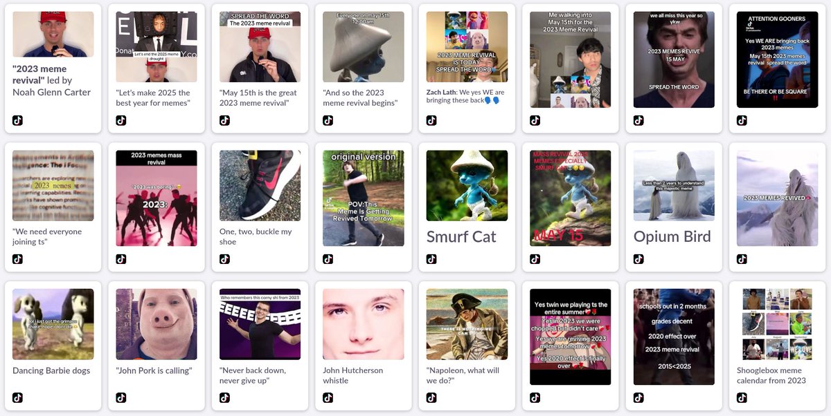 Today is 2023 Meme Revival Day on TikTok as people post classics from that vintage year for memorable memes to counter the big Meme Drought of 2025: bit.ly/4klipny