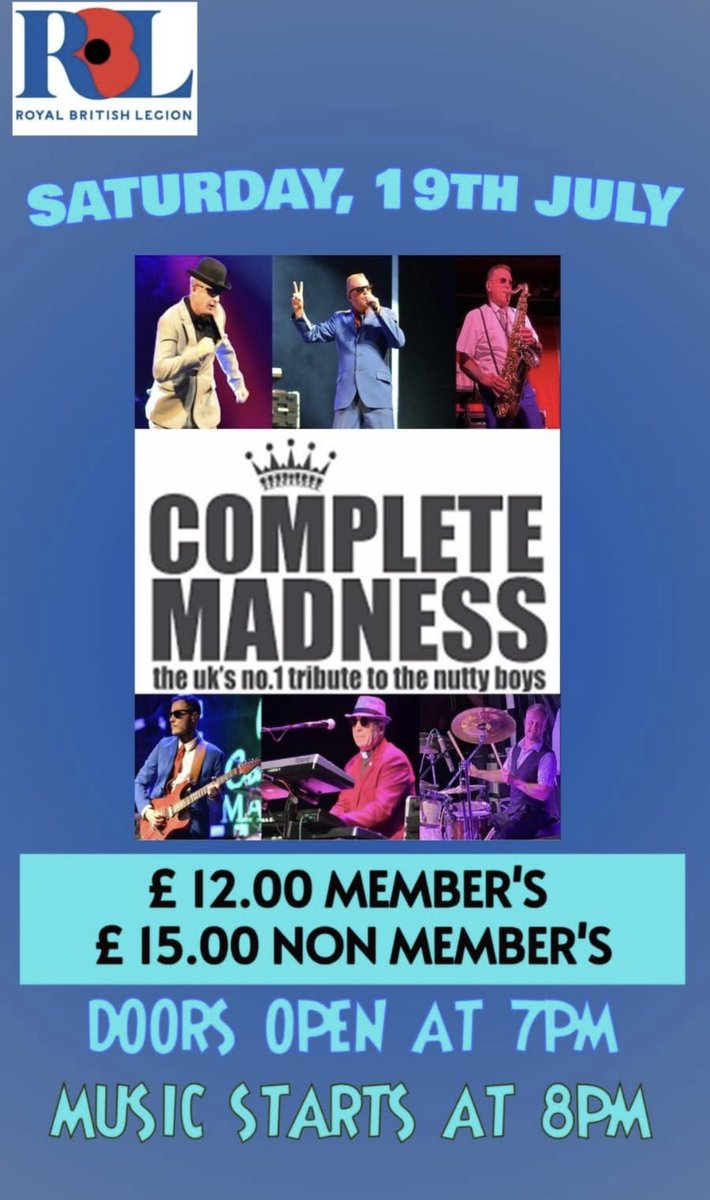 Complete Madness ๐ (@madnesscomplete) on Twitter photo ๐ฅ ๐๐๐๐๐ผ๐ฟ ๐๐๐ ๐๐๐๐ฟ ๐ฅ
Delighted to announce we'll be playing at
Royal British Legion Social Club
210 Broadway #Yaxley #Peterborough PE7 3NR
Saturday 19th July 2025
โผ๏ธ๐ซTickets now available and SELLING FASTโผ๏ธ
#CompleteMadness #Ska #Madness #2tone #Gig #LiveMusic ๐ฅ ๐๐๐๐๐ผ๐ฟ ๐๐๐ ๐๐๐๐ฟ ๐ฅ
Delighted to announce we'll be playing at
Royal British Legion Social Club
210 Broadway #Yaxley #Peterborough PE7 3NR
Saturday 19th July 2025
โผ๏ธ๐ซTickets now available and SELLING FASTโผ๏ธ
#CompleteMadness #Ska #Madness #2tone #Gig #LiveMusic