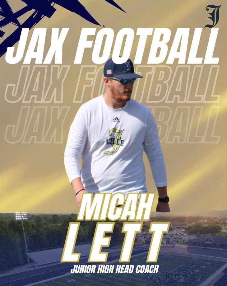 Jacksonville Football (@jville_football) on Twitter photo Excited to announce that <a href="/Coach__Lett/">Micah John Lett</a> will be taking over our junior high program! Coach Lett, we are thankful to have you‼️ Excited to announce that <a href="/Coach__Lett/">Micah John Lett</a> will be taking over our junior high program! Coach Lett, we are thankful to have you‼️