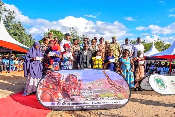 It was all smiles in Taita Taveta the home to the largest National park in the country as Tourism and Wildlife CS Rebecca Miano issued cheques to human wildlife conflict victims beneficiaries.

The government is in the process of sorting out all claims after a long period of