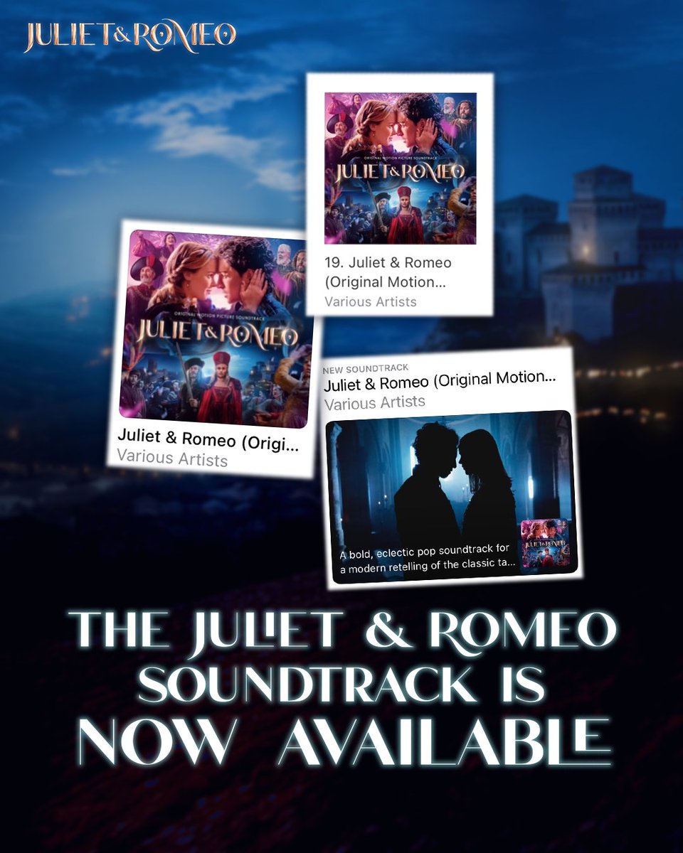 Thank you to everyone who has been listening to the #JulietandRomeo soundtrack, it's moving up the charts and available to stream NOW on all major streaming platforms!