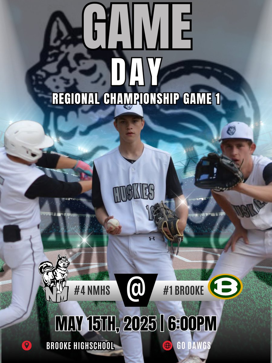 NMHuskyBaseball's tweet photo. Dawgs traveling back to Brooke for Regional Championship Game 1! https://t.co/Jp72iPLgsC