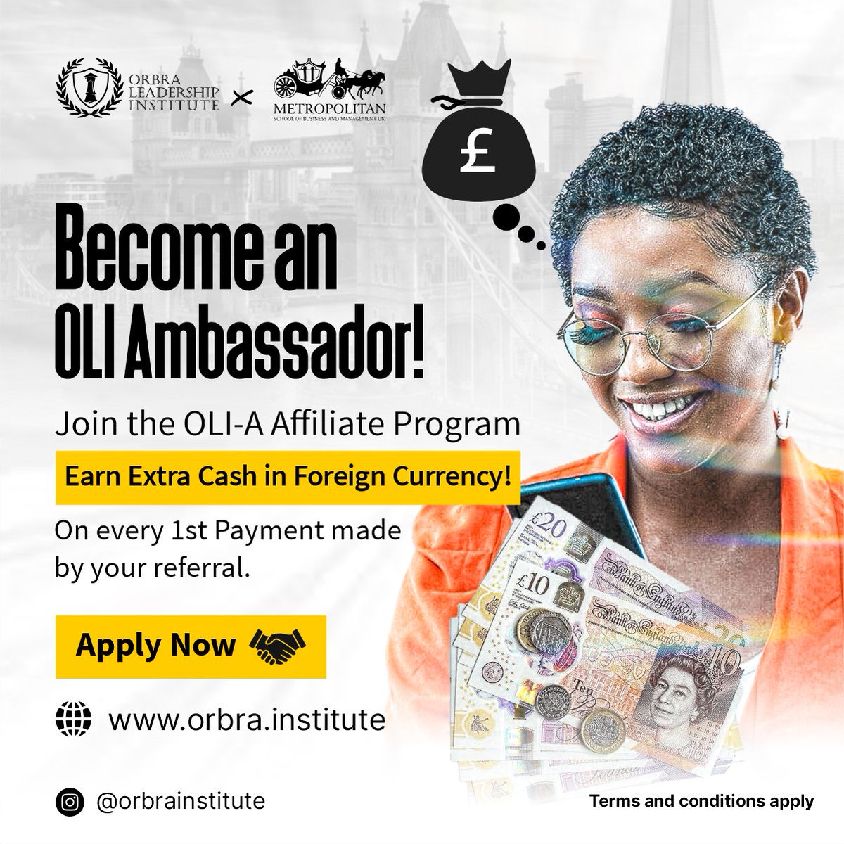 orbraleadership's tweet photo. Ready to earn while you learn? 
 Become an OLI Ambassador and get paid for every referral! 
Join our affiliate program and start earning in ££.
Visit our website to apply now!

 #OLIAmbassador #PassiveIncome #AffiliateMarketing #EarnWhileYouLearn https://t.co/Af9MnCjrTw