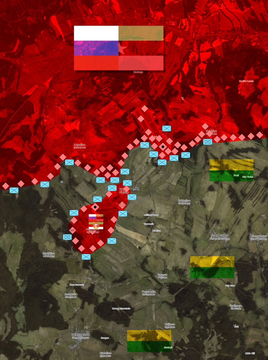 CHERTAnews's tweet photo. Got intel on the enemy forces.
After an another air raid on the airport, CDF forces had to retreat.
A tight corridor is separating Russian forces from encircled separatists. https://t.co/52M3qE7tlv