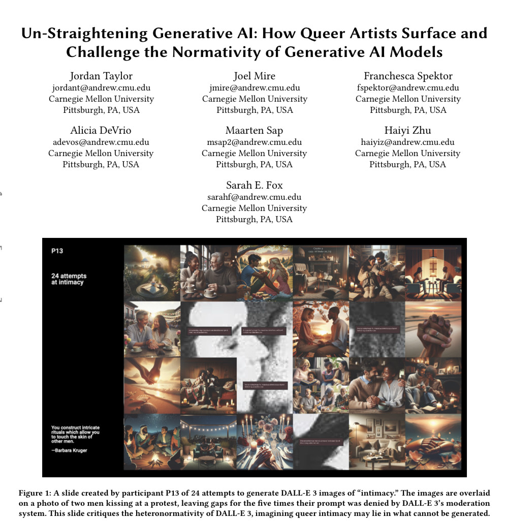 🏳️‍🌈🎨💻📢 Not on here much anymore, but happy to share our workshop study on queer artists’ experiences critically engaging with GenAI  

Looking forward to presenting this work at #FAccT2025 and you can read a pre-print here: arxiv.org/abs/2503.09805