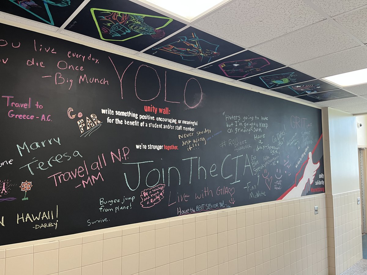 HHS Hornet Unity Wall...positive messages, well wishes, spirit of community &amp; care. "People will forget how much they learn, but we should never forget how much we care."
Go Hornets &amp; the Class of 2025!!!