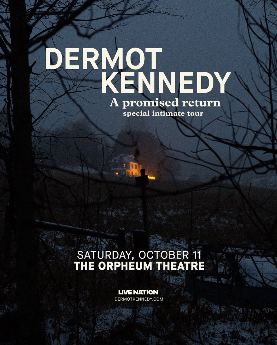 LAOrpheum's tweet photo. JUST ANNOUNCED! 💚 Dermot Kennedy is coming to The Orpheum Theatre on October 11th for A promised return: special intimate tour! Tickets on sale May 22nd at 10A PST! More info at https://t.co/IUGdgLhH1W https://t.co/DN9LftaFcc