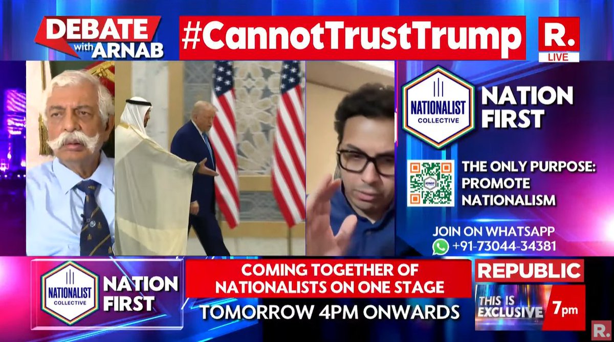 republic's tweet photo. #CannotTrustTrump | What America is missing is the nationwide sentiment that has built up over the past 10 days, trust in the U.S. among Indians is now at an absolute low: Rajat Sethi (@RajatSethi86) Columnist
On the Nation's Sharpest Opinion, Arnab fires straight facts and pincer questions, answers of which #TheNationWantsToKnow . Tune in and fire in your views- https://t.co/T5JmPb4dUw…
#IndiaUSPakistan #IndiaPakistan #Trump #DonaldTrump #TrumpUTurn #UTurn #US #IndiaUS