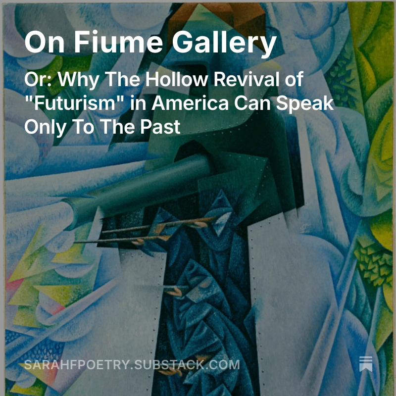 SarahFPoetry's tweet image. ⚡️I've launched a Substack!!⚡️
My first post is about a gallery that opened last week in New York, and getting to the bottom of the question: what the Hell is going on, and why is F.T. Marinetti being revived in 2025 Chelsea?
Link Below 🔻🔻🔻