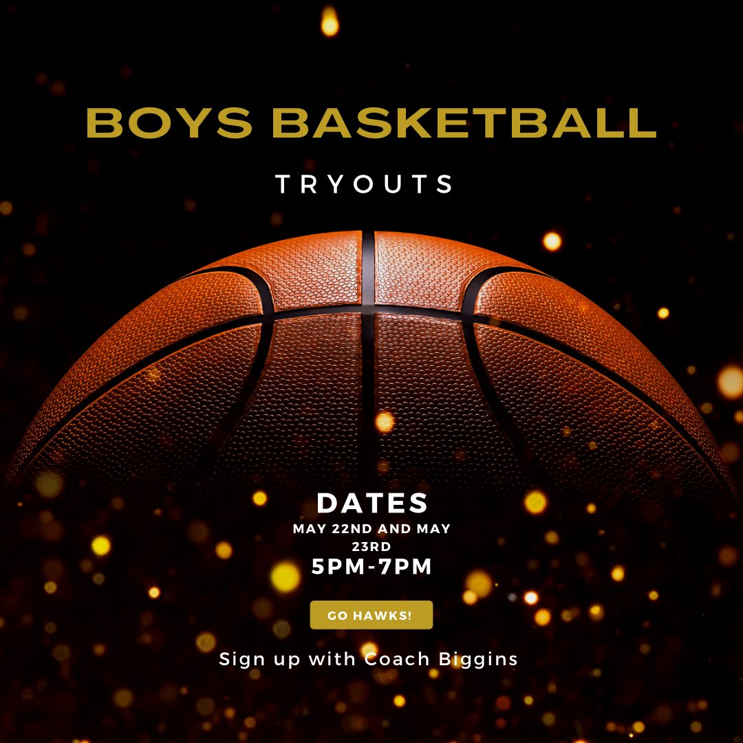 Summer is approaching! #WACO Basketball 

Boys Basketball tryouts for 9th - 11th graders will be May 22nd and May 23rd from 5pm- 7pm at WCHS. 

The FUTURE GOLDEN HAWKS youth basketball will be held at WCHS Gymnasium in June 9th-11th from 9am - 12 noon. 
gofan.co/event/3595514