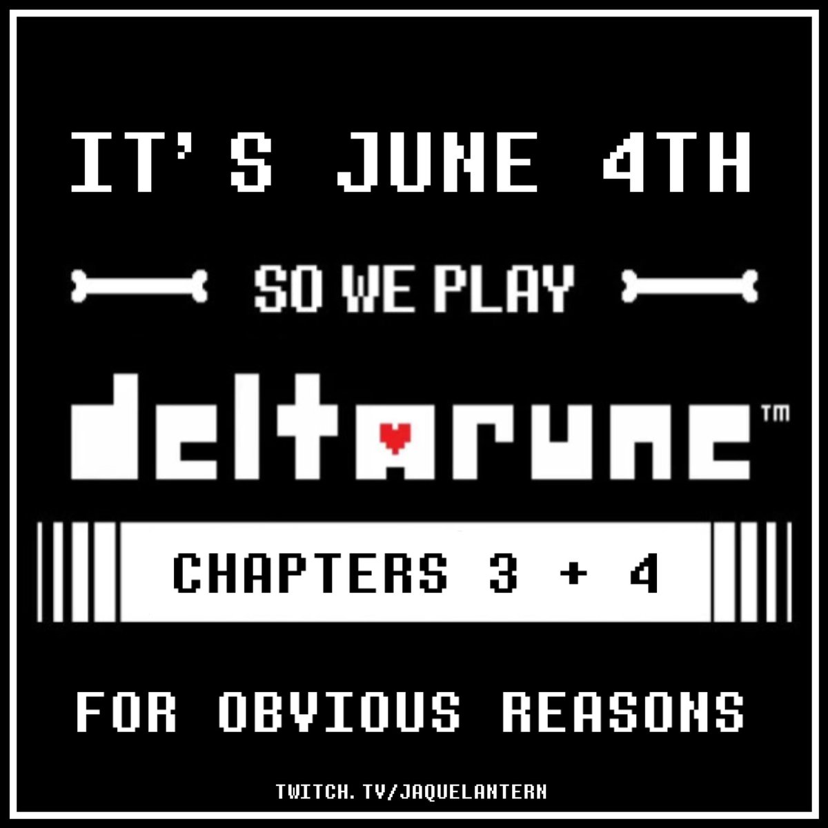 (🍂) JACKIE ! (@jaquelanterns) on Twitter photo WEDNESDAY, JUNE 4TH 11:00 AM
Join us for a whole day of goofs and gaffs when we play DELTARUNE chapters 3 & 4! None of us know what these chapters have in store for us!
Featuring special guests like Nina (DollyDeathany) , Dakota (<a href="/Tarquin_IrusaVA/">🌈Dakota Farnsworth | Kai Monteago 🦋</a>) and more…? (probably not) WEDNESDAY, JUNE 4TH 11:00 AM
Join us for a whole day of goofs and gaffs when we play DELTARUNE chapters 3 & 4! None of us know what these chapters have in store for us!
Featuring special guests like Nina (DollyDeathany) , Dakota (<a href="/Tarquin_IrusaVA/">🌈Dakota Farnsworth | Kai Monteago 🦋</a>) and more…? (probably not)