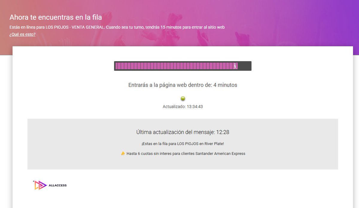 Vendo link para Los Piojos (Venta General) en el Estadio Mas Monumental River Plate 🇦🇷 🏟️ (Plataforma All Access) Entra en 4 minutos 🕣 Info al MD 📩