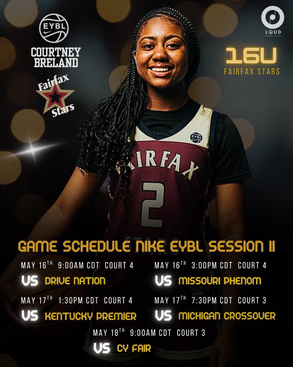 L O U D 🎙️ (@loud_graphic) on Twitter photo 🗣️ 2027 5’10” Point Guard / Shooting Guard Courtney Breland is headed to Houston, TX for SESSION II
NIKE EYBL SCHEDULE 🔥
#LOUD 🎙️
🫱🏽🫲🏾 <a href="/CourtBre0/">Courtney Breland</a> 🗣️ 2027 5’10” Point Guard / Shooting Guard Courtney Breland is headed to Houston, TX for SESSION II
NIKE EYBL SCHEDULE 🔥
#LOUD 🎙️
🫱🏽🫲🏾 <a href="/CourtBre0/">Courtney Breland</a>